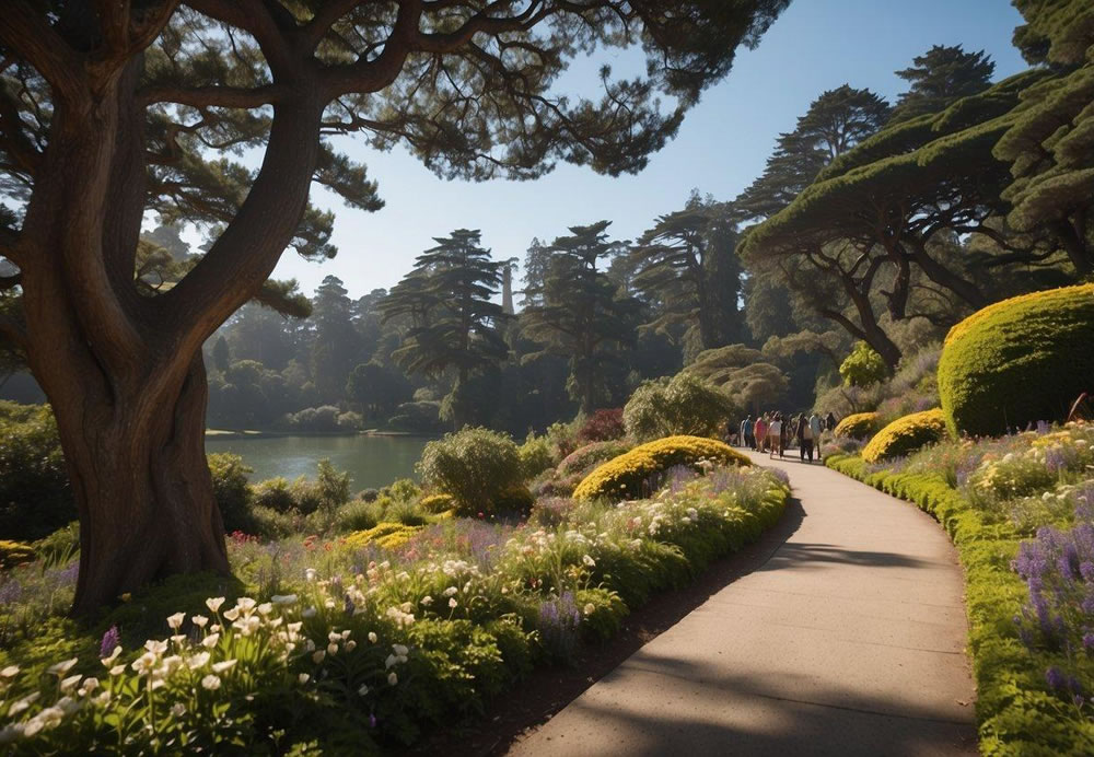 Lush greenery surrounds a winding path through Golden Gate Park, with vibrant flowers and towering trees. A peaceful lake reflects
<p>Golden Gate Park is a must-see for any group visiting San Francisco. Spanning over 1,000 acres, this park offers a mix of natural beauty and cultural attractions.
